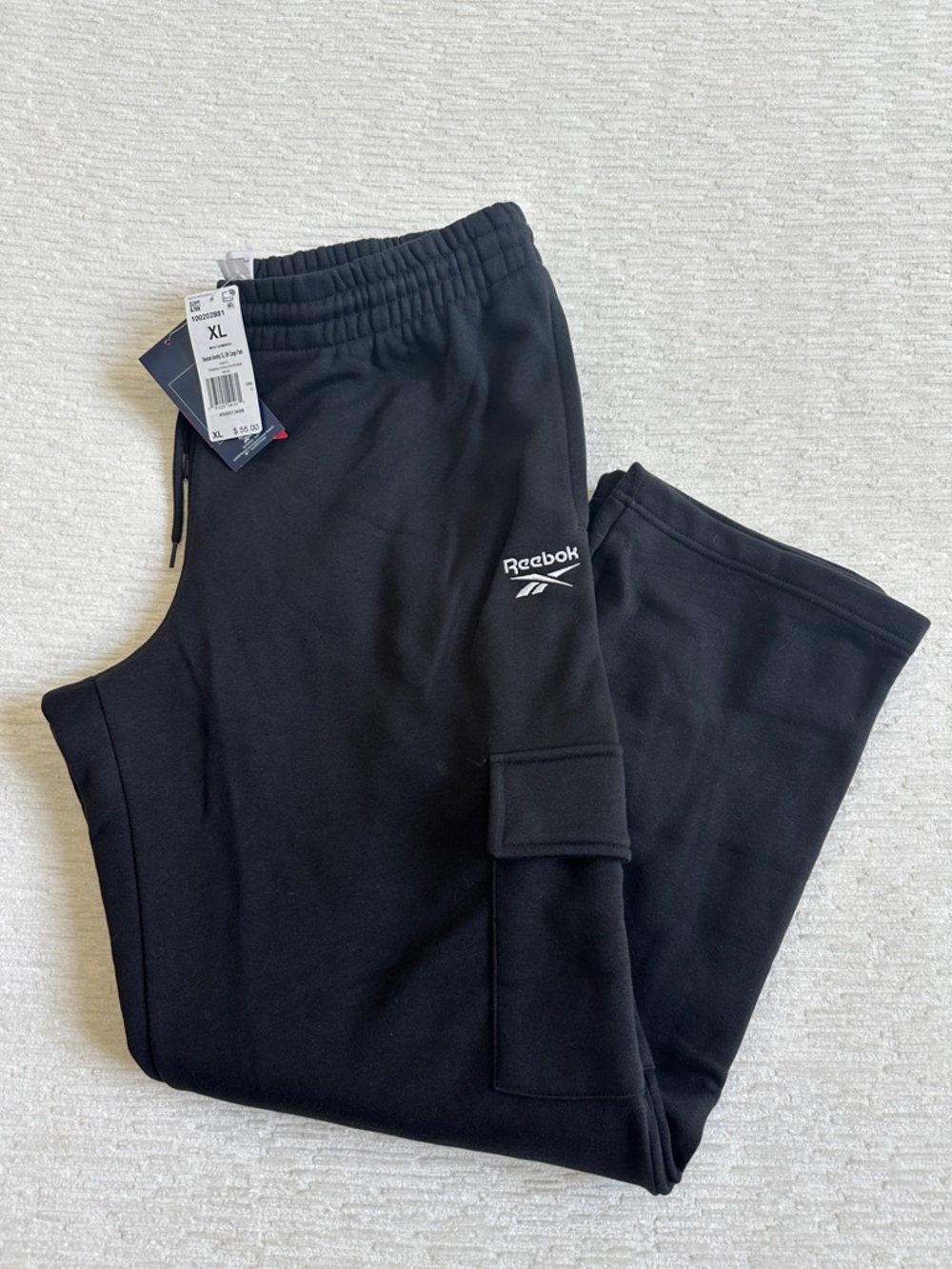 Reebok Black Cargo Sweat Joggers NWT